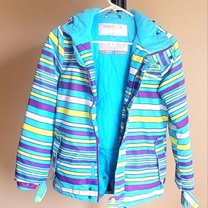 O'Neill 8Kmm Kid US 10 EU 152 Striped Snow boarding Jacket Fit